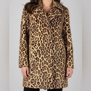 Vintage Moschino Cheap And Chic 90s Faux Fur Leopard Coat Made In Italy Size 4